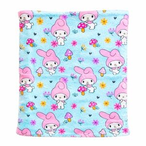 Sanrio My Melody Plush Throw Blanket Blue Pink Mushroom 45x36